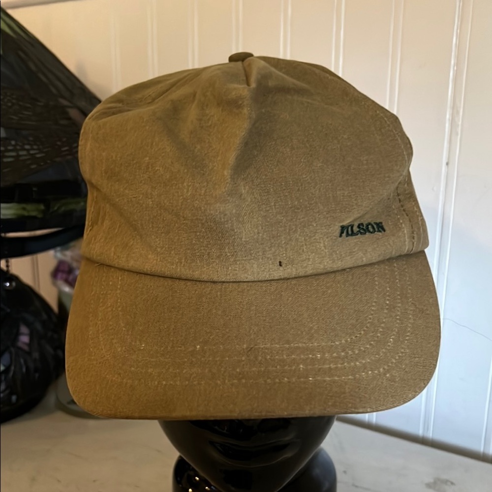 FILSON Oil Tin cloth Cap Waxed Canvas Baseball Fishing Brown Hat